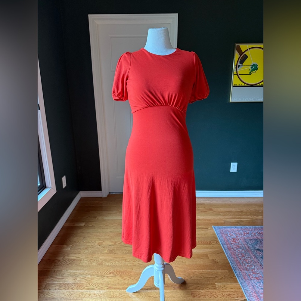 Boden Red Orange Fit and Flare Dress